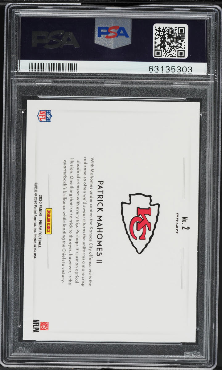 2020 Panini Prizm Color Blast Patrick Mahomes II #2 PSA 9 MINT