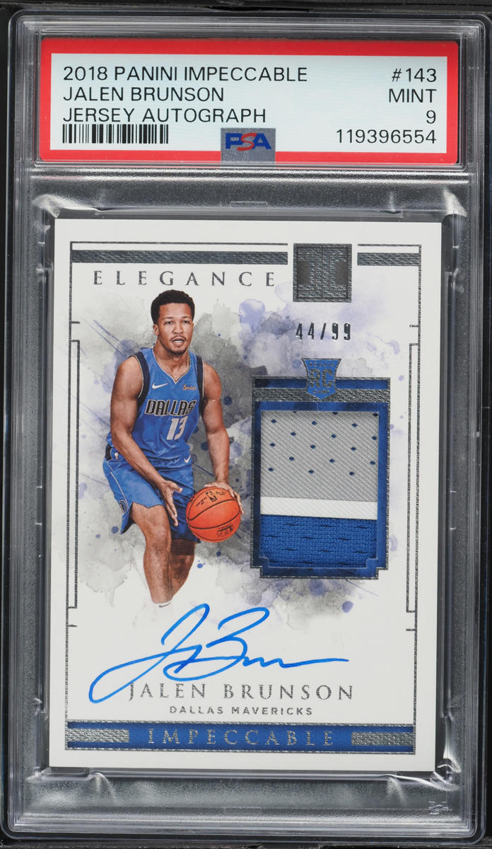 2018 Panini Impeccable Jalen Brunson ROOKIE PATCH AUTO /99 #143 PSA 9 MINT