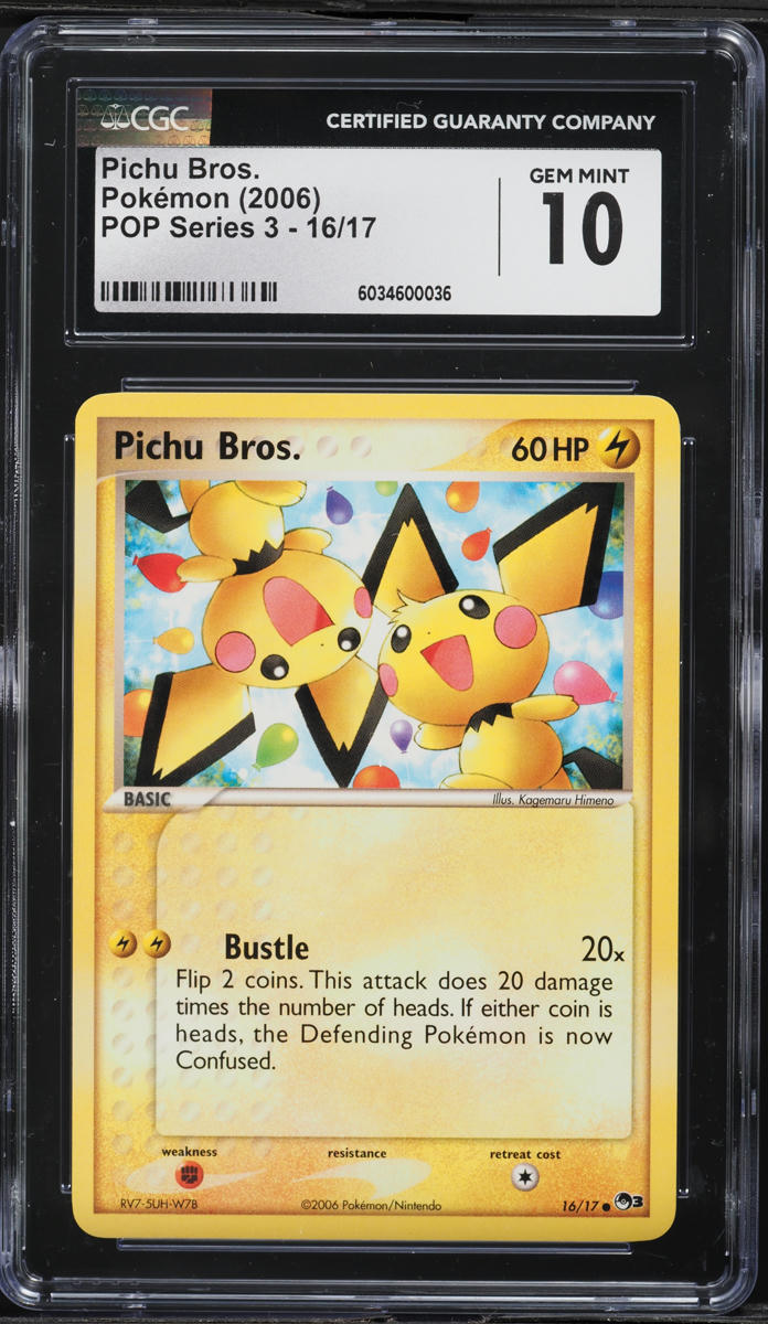 2006 Pokemon Pop Series 3 Pichu Bros #16 CGC 10 GEM MINT on