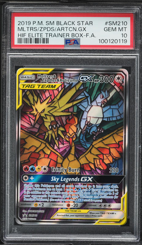 2019 Pokemon SM Promo Hidden Fates Moltres & Zapdos & Articuno GX #SM210 PSA 10 GEM MINT