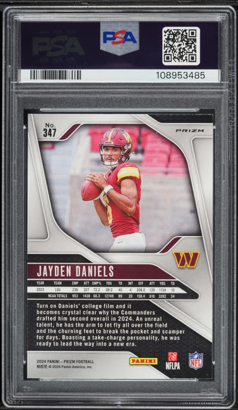 2024 Panini Prizm Disco Jayden Daniels ROOKIE #347 PSA 10 GEM MINT
