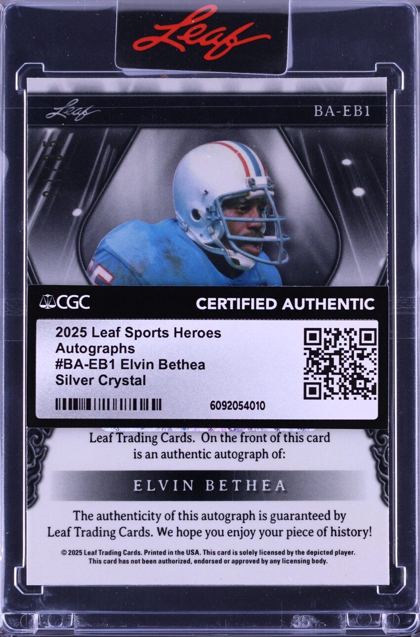 2025 Leaf Sports Heroes Silver Crystal Elvin Bethea AUTO /35 #BA-EB1 CGC AUTH