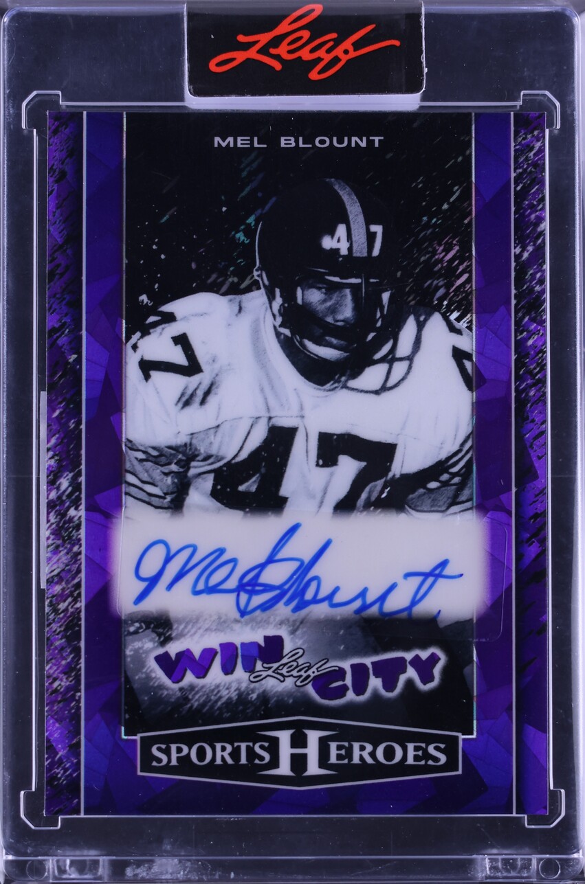 2025 Leaf Sports Heroes Win City Purple Crystal Mel Blount AUTO /10 #WC-MB1 CGC AUTH