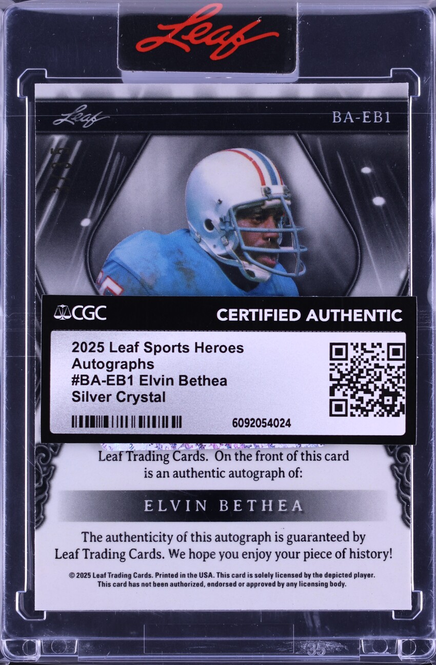 2025 Leaf Sports Heroes Silver Crystal Elvin Bethea AUTO /35 #BA-EB1 CGC AUTH