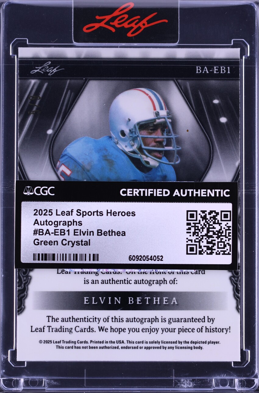 2025 Leaf Sports Heroes Green Crystal Elvin Bethea AUTO /9 #BA-EB1 CGC AUTH
