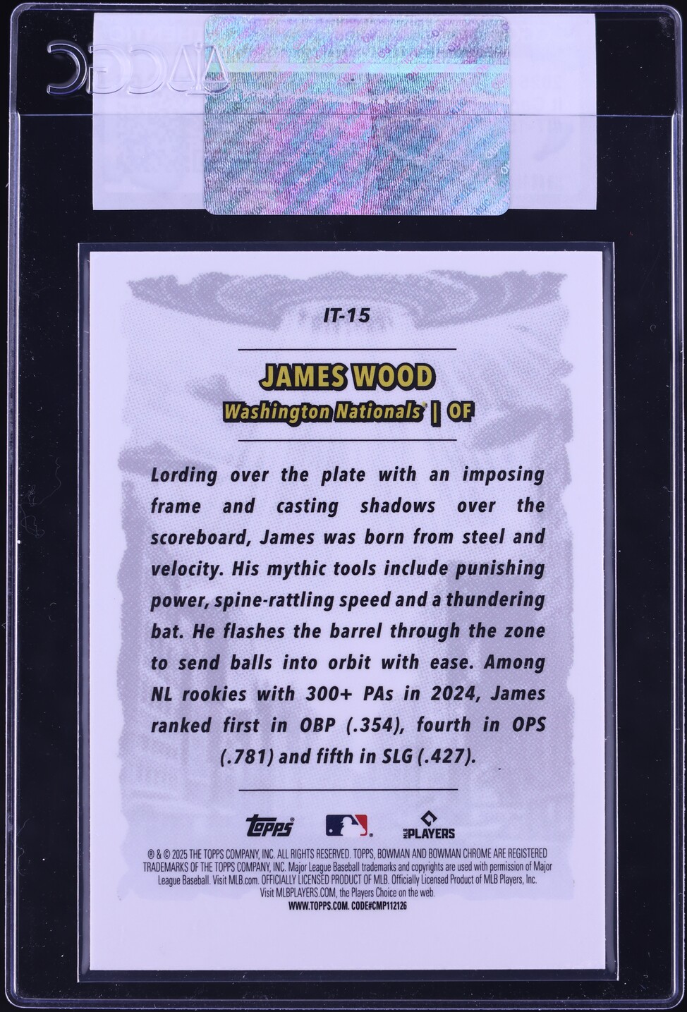 2025 Bowman Chrome It Came To The League James Wood ROOKIE #IT-15 CGC AUTH