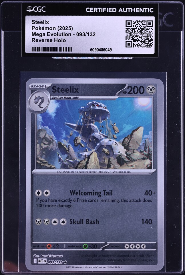 2025 Pokemon Mega Evolution Reverse Holo Steelix #93 CGC AUTH