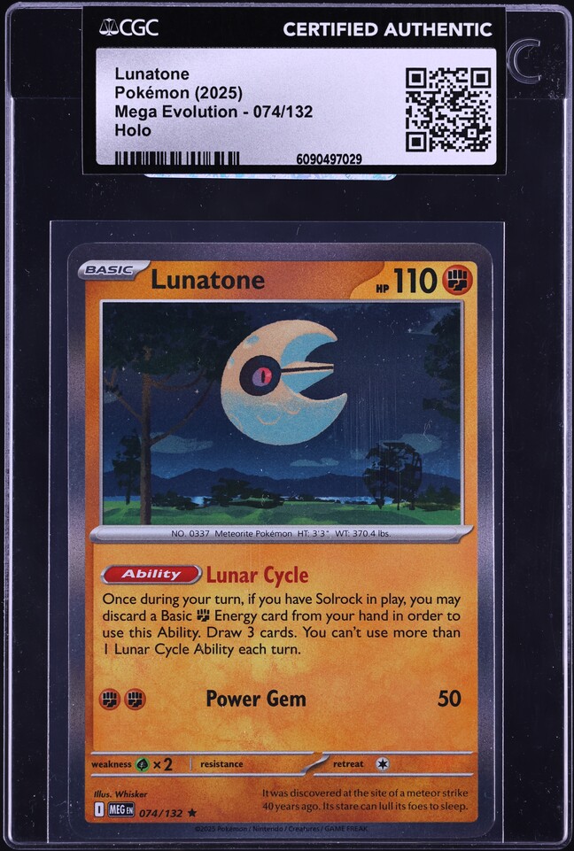 2025 Pokemon Mega Evolution Holo Lunatone #74 CGC AUTH