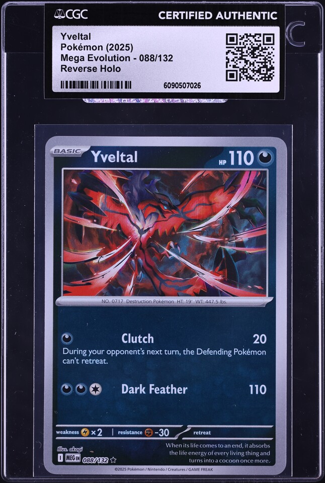 2025 Pokemon Mega Evolution Reverse Holo Yveltal #88 CGC AUTH