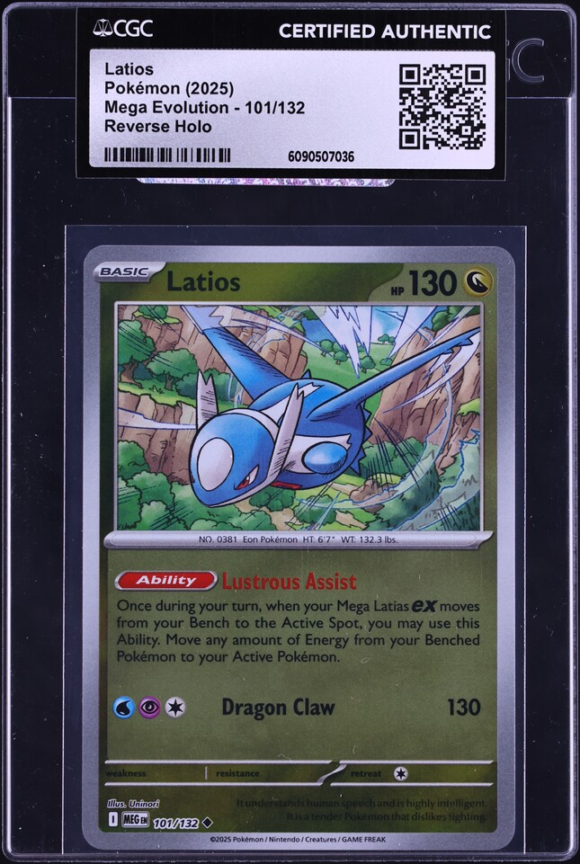 2025 Pokemon Mega Evolution Reverse Holo Latios #101 CGC AUTH