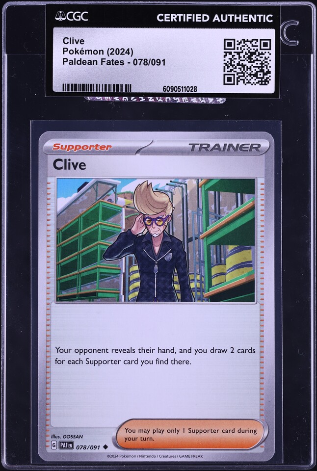2024 Pokemon Scarlet & Violet Paldean Fates Clive #078 CGC AUTH