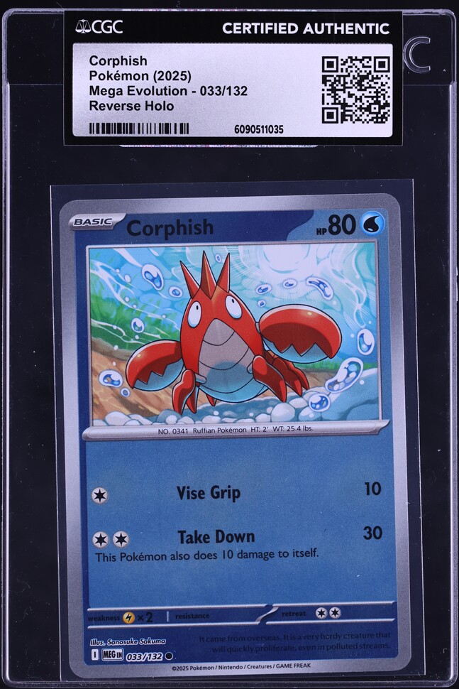 2025 Pokemon Mega Evolution Reverse Holo Corphish #033 CGC AUTH