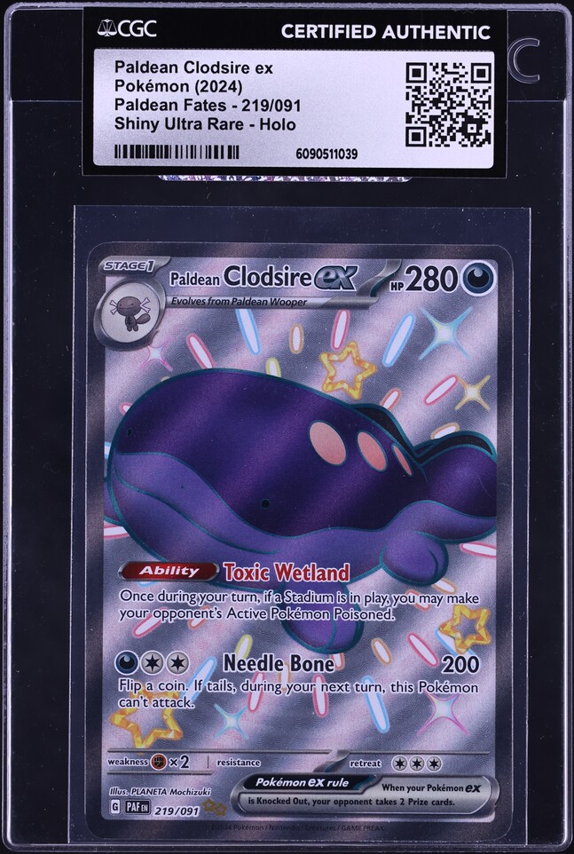 2024 Pokemon Scarlet & Violet Paldean Fates Full Art Paldean Clodsire ex #219 CGC AUTH