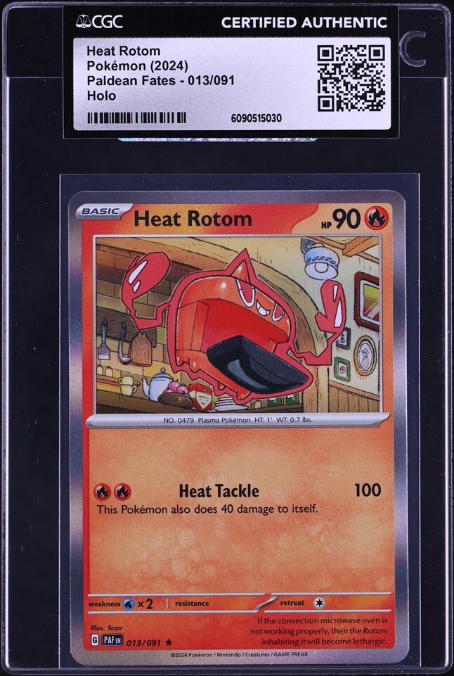 2024 Pokemon Scarlet & Violet Paldean Fates Holo Heat Rotom #13 CGC AUTH