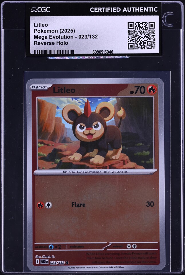 2025 Pokemon Mega Evolution Reverse Holo Litleo #23 CGC AUTH