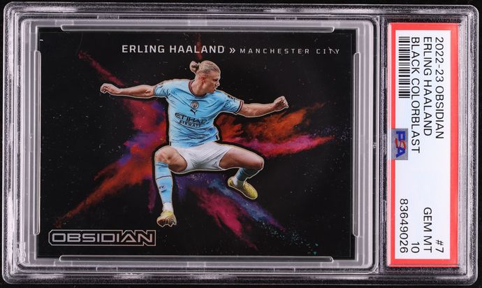 PANINI OBSIDIAN ハーランド colorblast PSA10 2022 Panini Obsidian Black Colorblast Erling Haaland #7 PSA 10 GEM