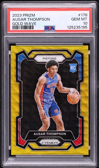 2023 Panini Prizm Gold Wave Ausar Thompson ROOKIE /10 #178 PSA 10
