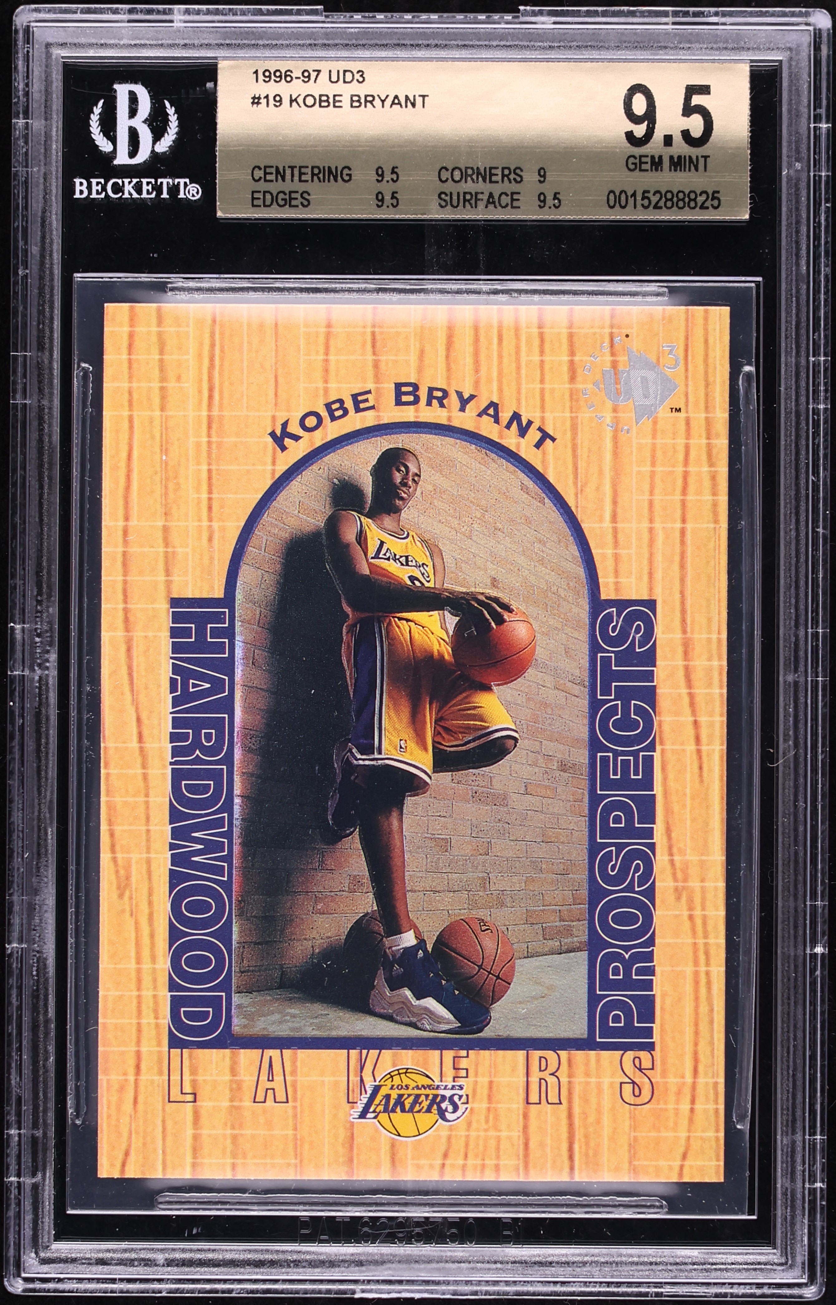 1996 UD3 Hardwood Prospects Kobe Bryant ROOKIE #19 BGS 9.5 GEM