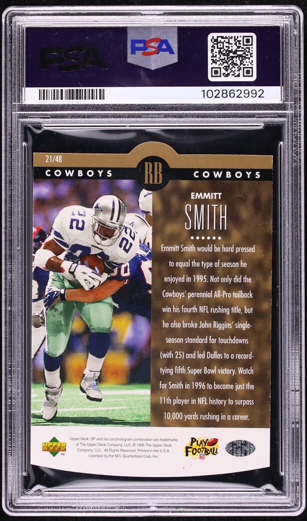 1996 SP Holoview Die-Cut Emmitt Smith #21 PSA 8 NM-MT