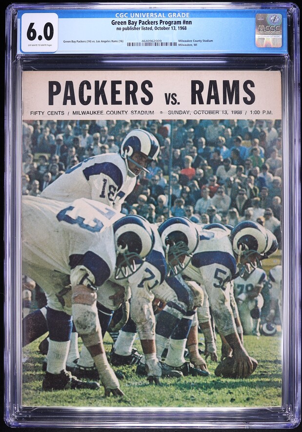 Green Bay Packers Program (October 13, 1968) CGC 6.0 Off-White To White Pages