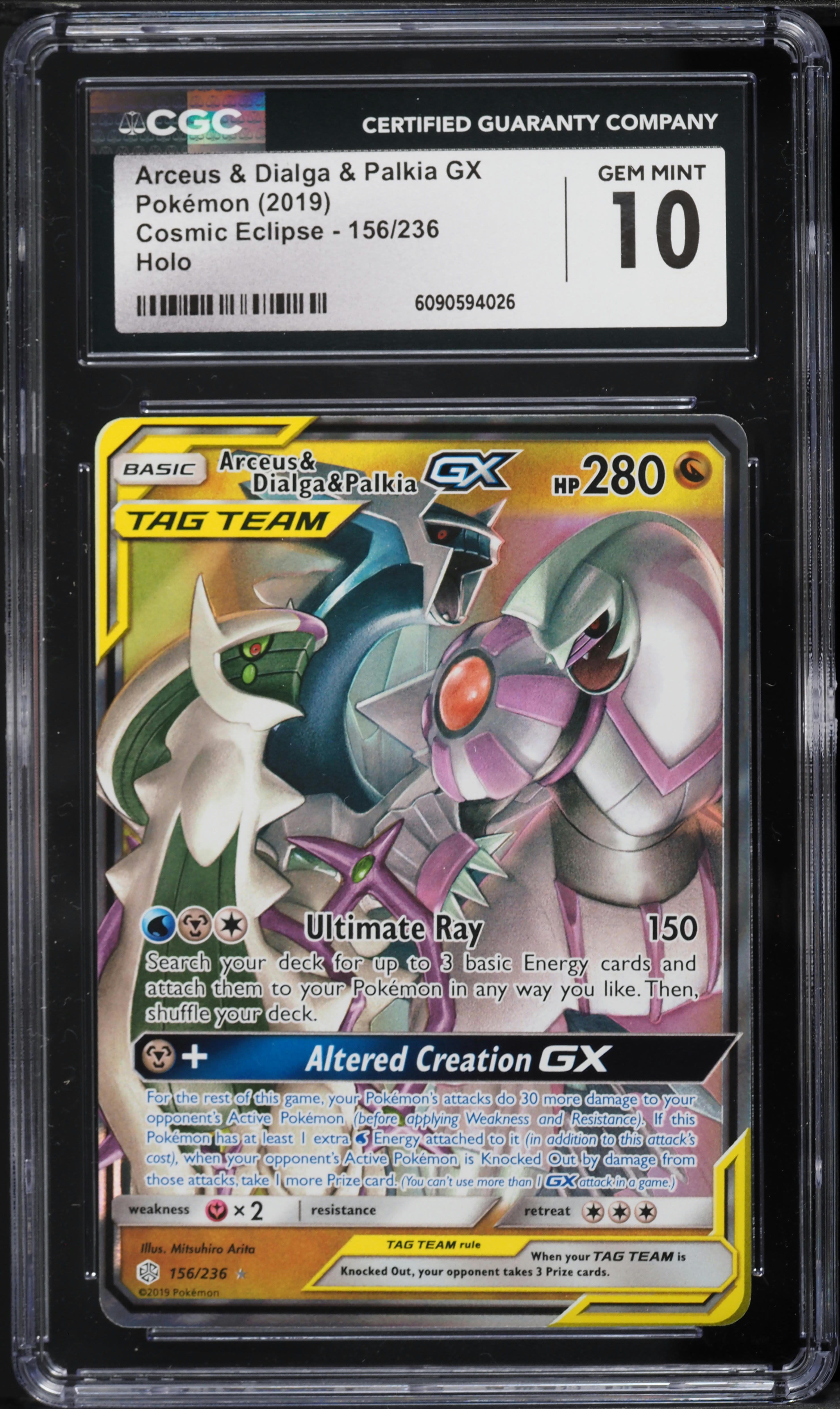 pokemon card arceus gx & Dialga & Palkia Cosmic Eclipse Tag Team #156 PSA 9 shuffle your deck 2019 Pokemon Sun & Moon
