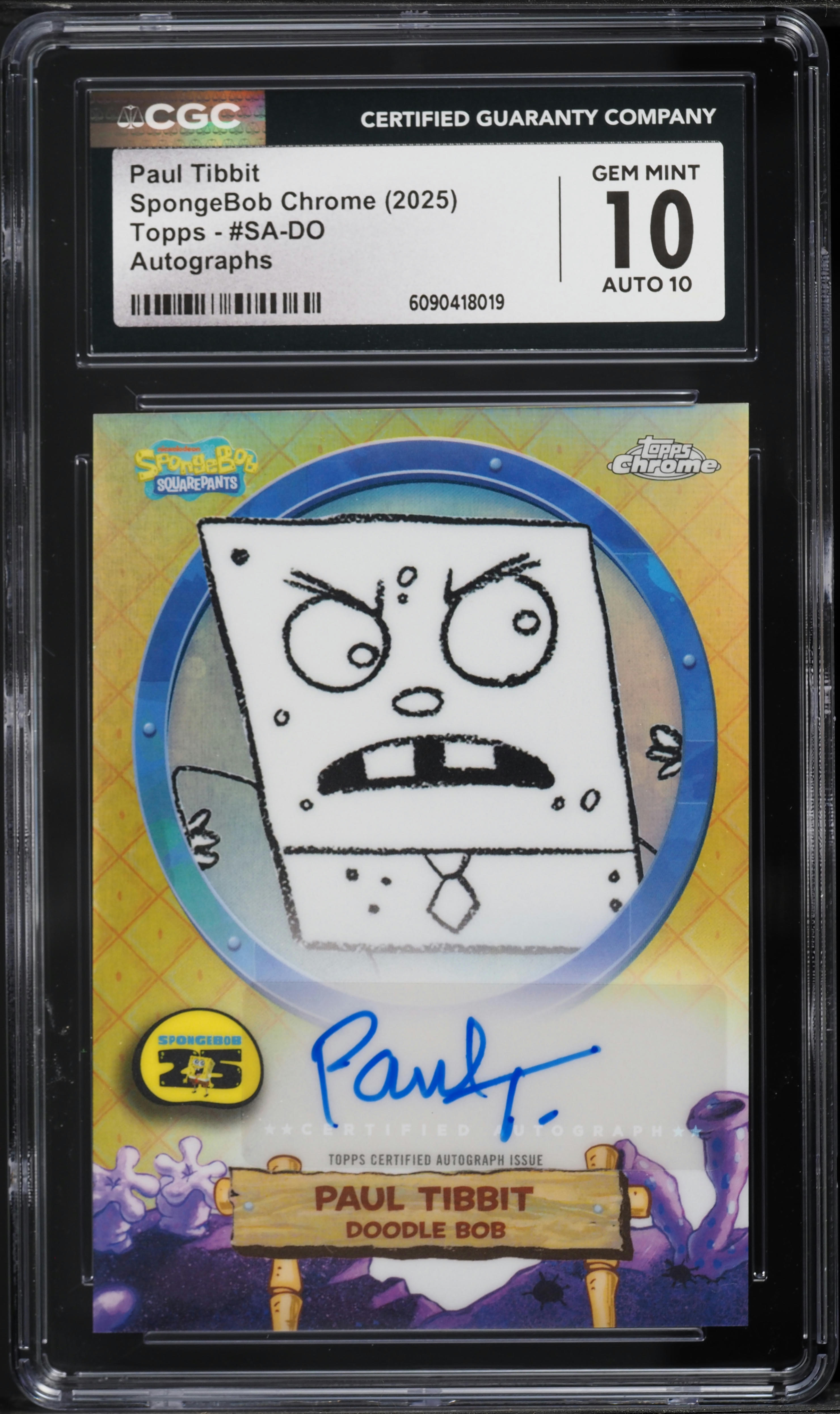 2025 Topps Chrome SpongeBob Paul Tibbit As Doodle Bob AUTO #SA-DO
