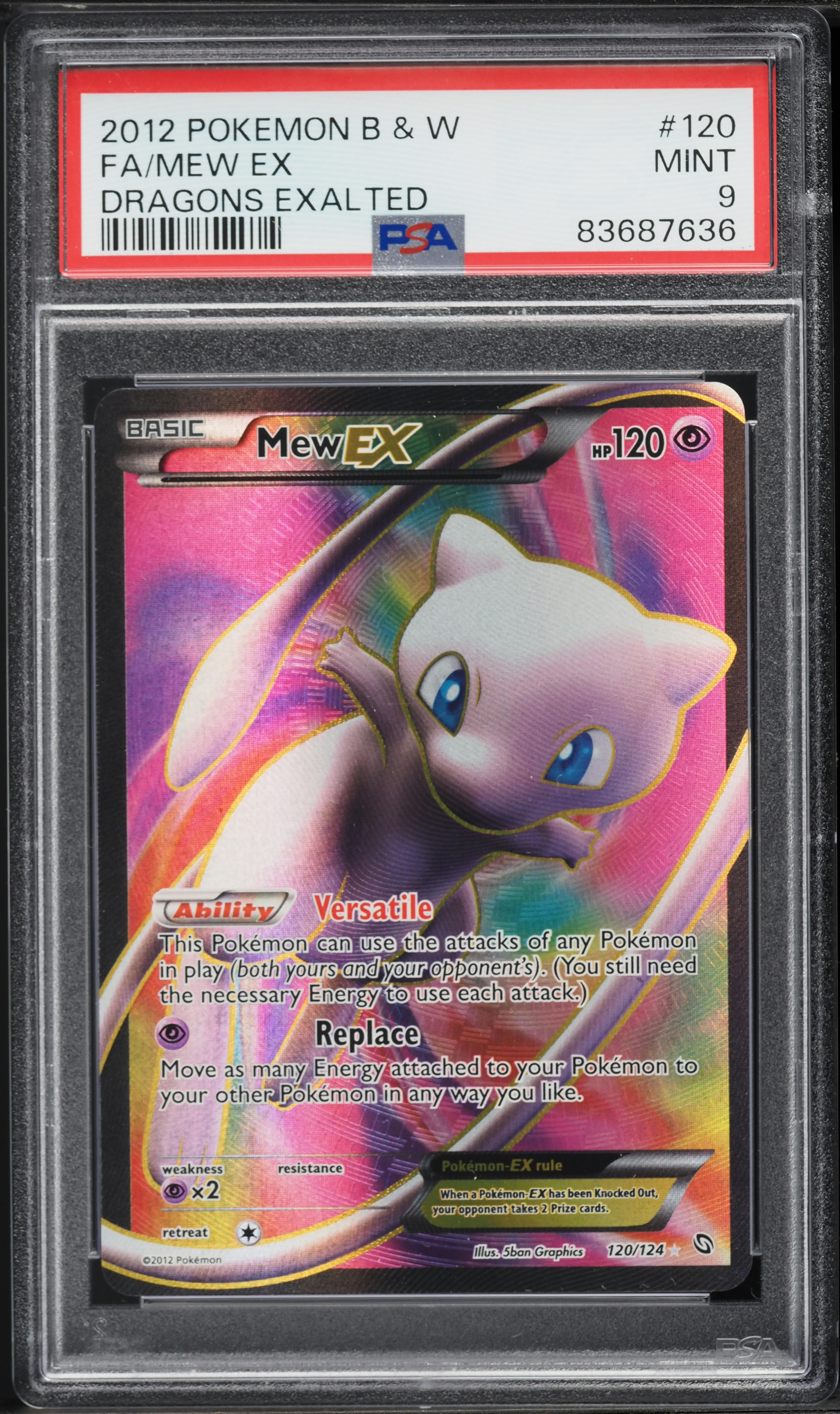 2012 Pokemon Black & White Dragons Exalted Full Art Mew EX #120 PSA 9 MINT  on Fanatics Collect