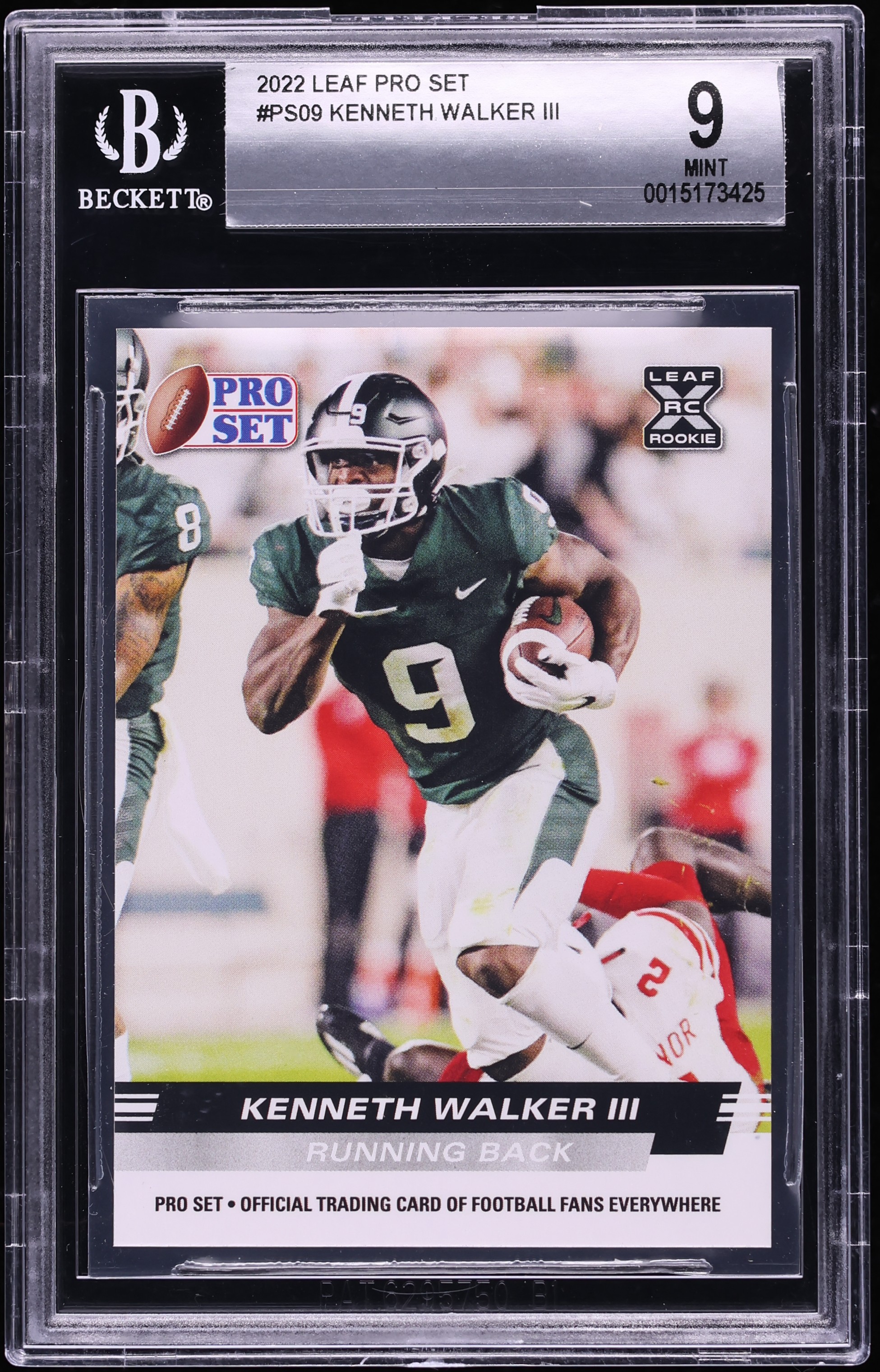 2022 Leaf Pro Set Kenneth Walker III ROOKIE #PS09 BGS 9 MINT on