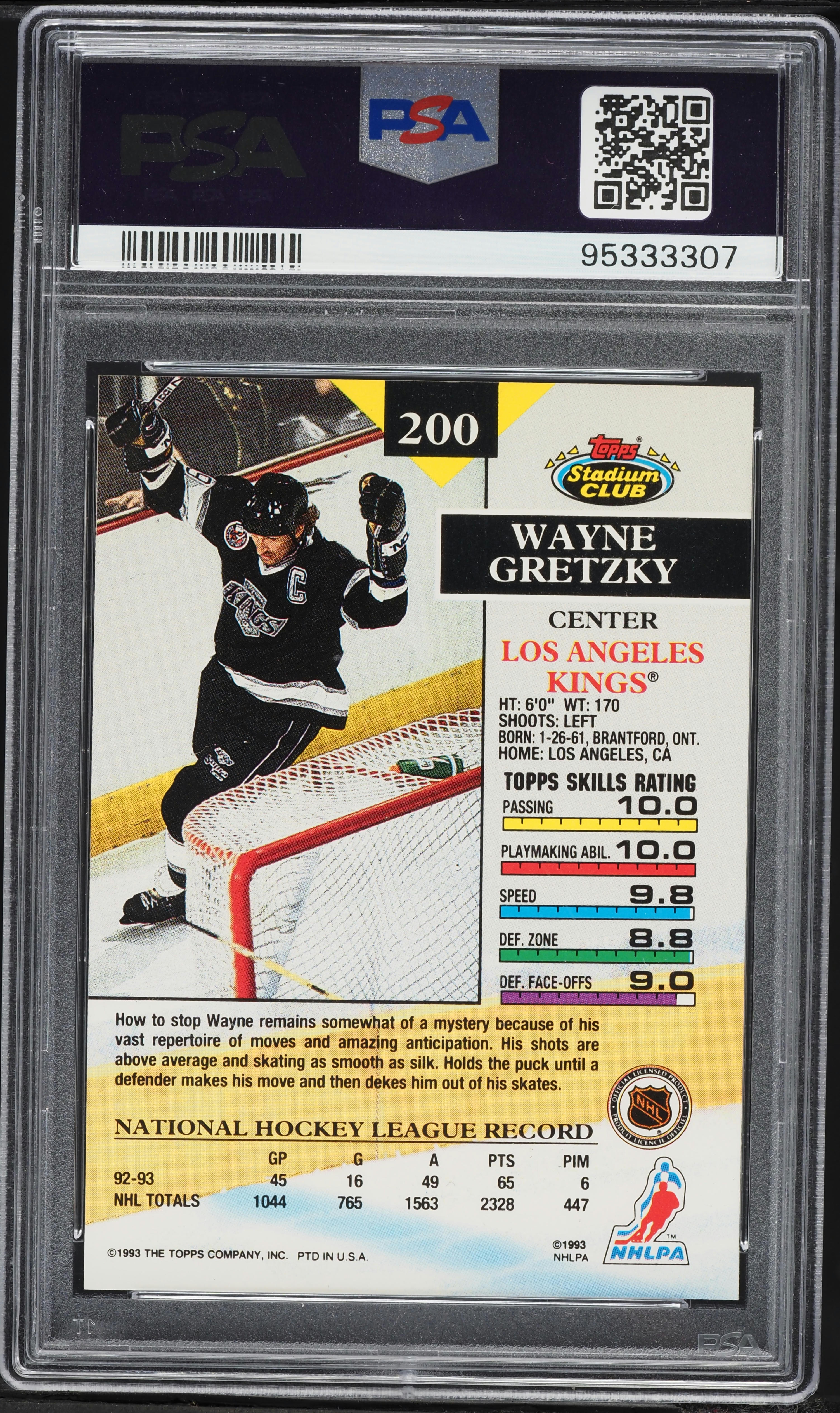 1993 Stadium Club 1st Day Issue Wayne Gretzky #200 PSA 10 GEM MINT