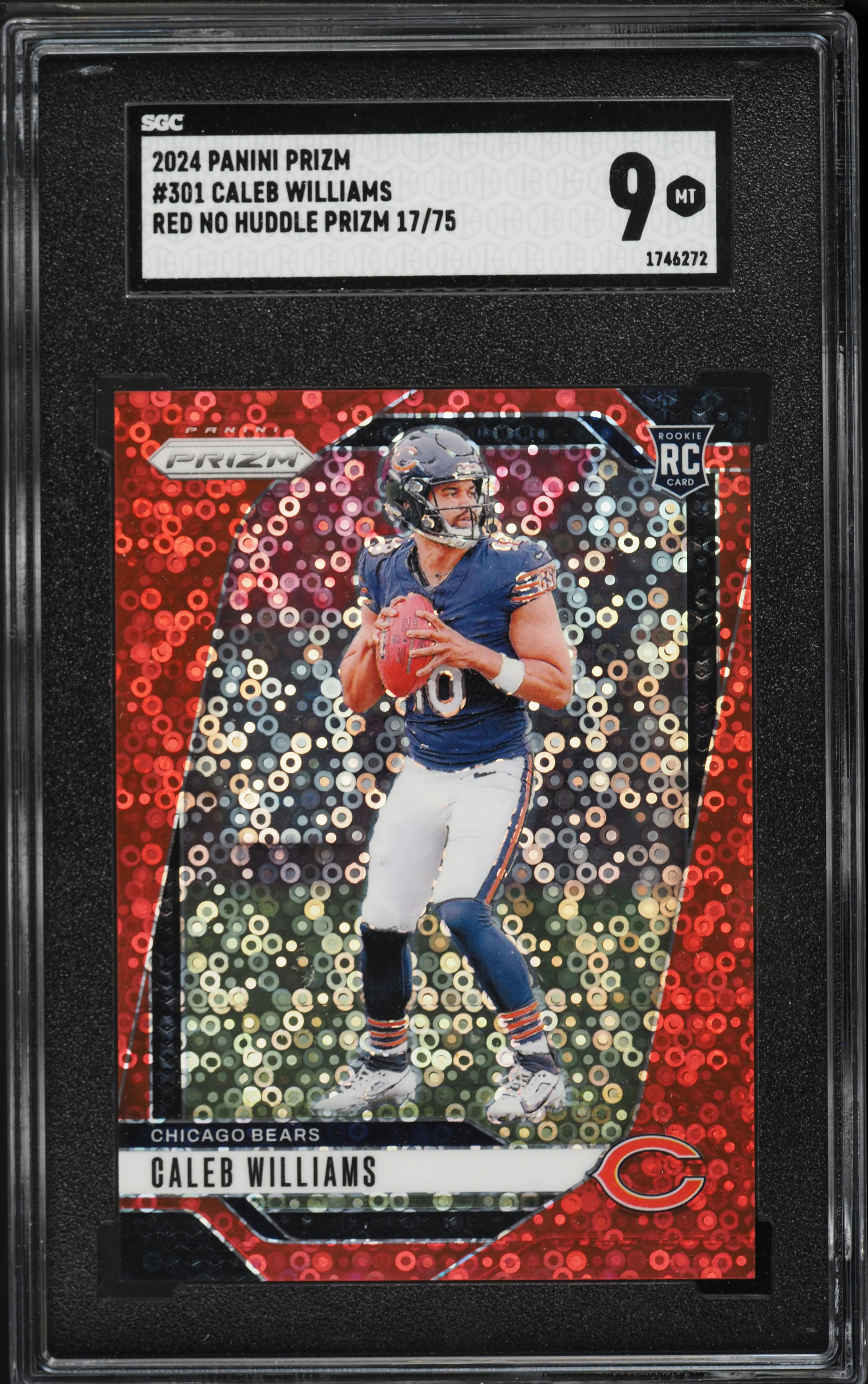 2024 Panini Prizm Red No Huddle Caleb Williams ROOKIE /75 #301 SGC