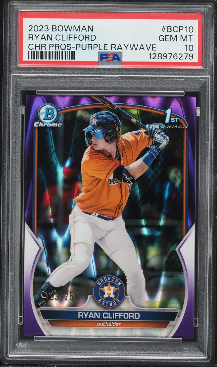 2023 Bowman Chrome Prospects Purple Raywave Ryan Clifford /250 #BCP10 PSA 10 GEM MINT