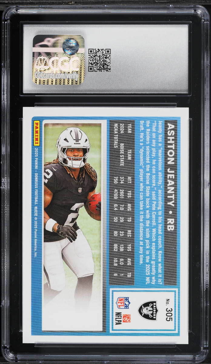 2025 Donruss Ashton Jeanty ROOKIE #305 CGC 10 GEM MINT