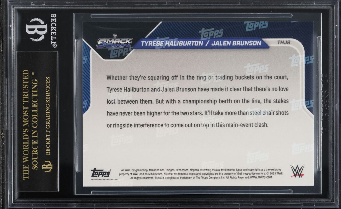 2025 Topps Now WWE Tyrese Haliburton & Jalen Brunson #THJB BGS 10 PRISTINE, BLACK LABEL