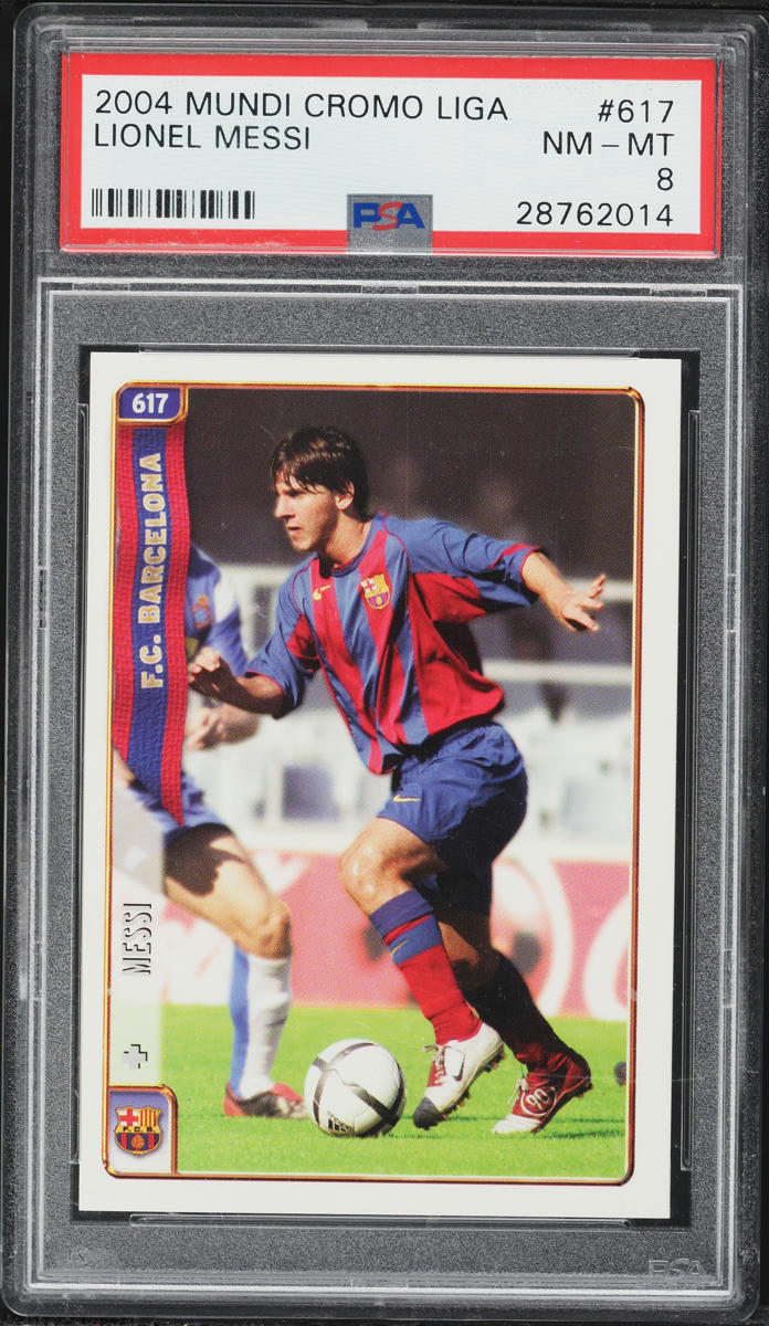 2004 Mundi Cromo Liga Soccer Lionel Messi ROOKIE #617 PSA 8 NM-MT