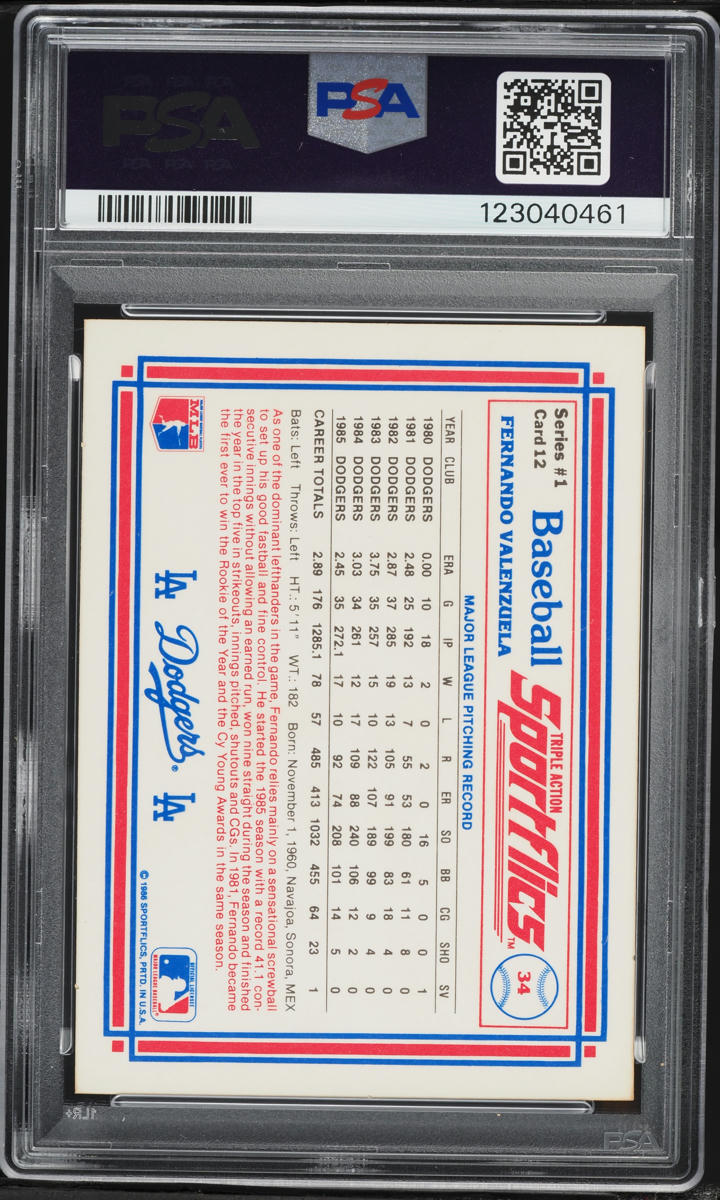 1986 Sportflics Fernando Valenzuela #12 PSA 10 GEM MINT
