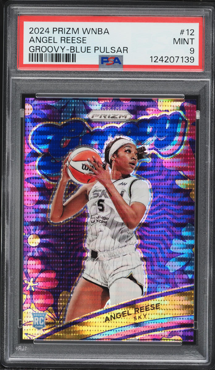 2024 Panini Prizm WNBA Groovy Blue Pulsar Angel Reese ROOKIE /199 #12 PSA 9 MINT