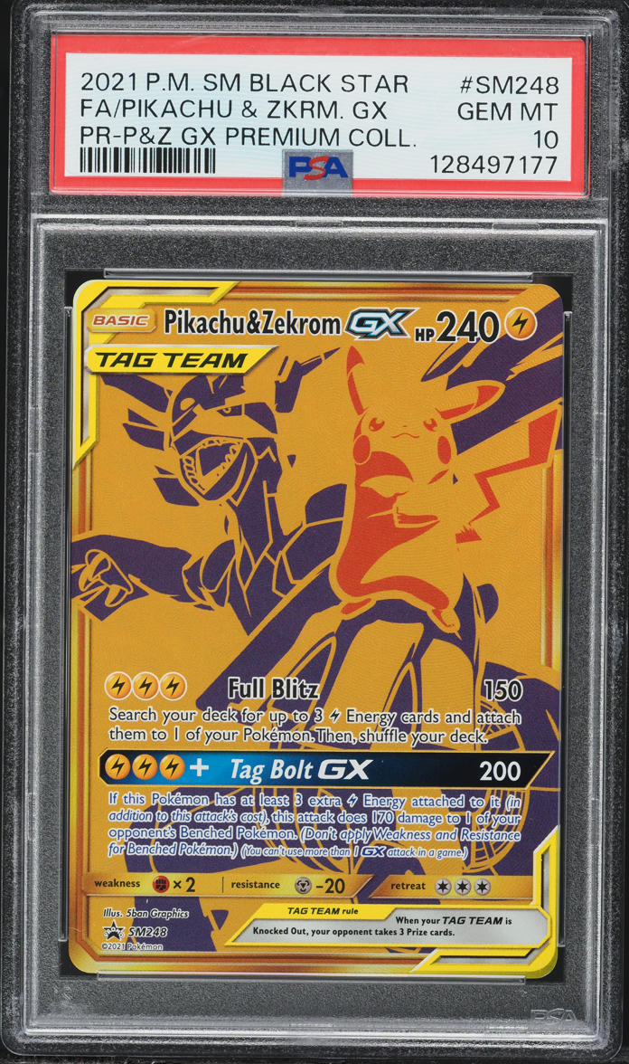 2021 Pokemon Sun & Moon Black Star Promo Premium Pikachu & Zekrom GX #SM248 PSA 10 GEM MINT