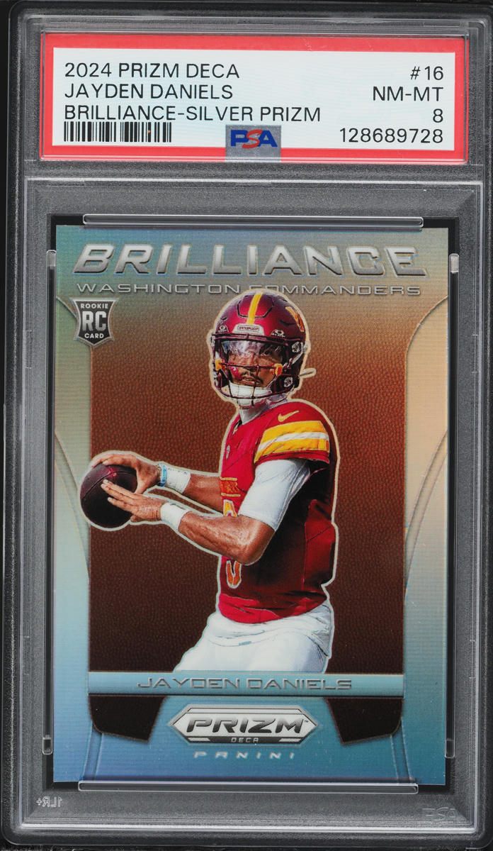 2024 Panini Prizm Deca Football Silver Jayden Daniels #16 PSA 8