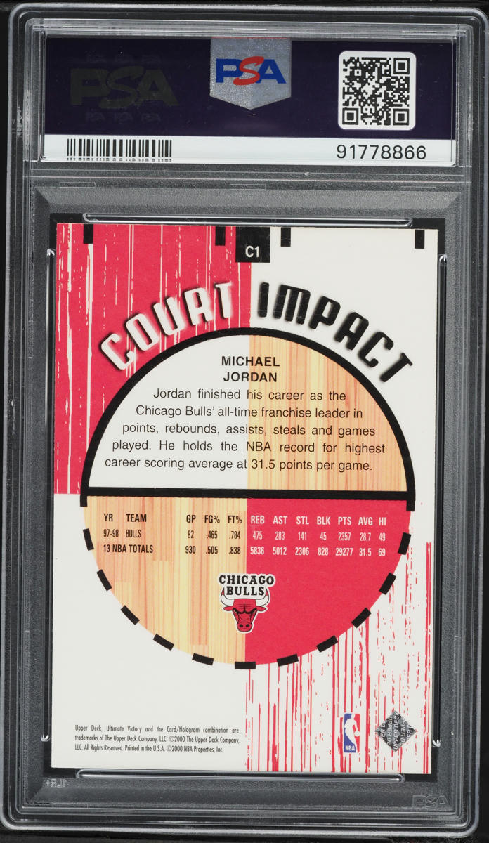 1999 Ultimate Victory Court Impact Michael Jordan #C1 PSA 10 GEM MINT