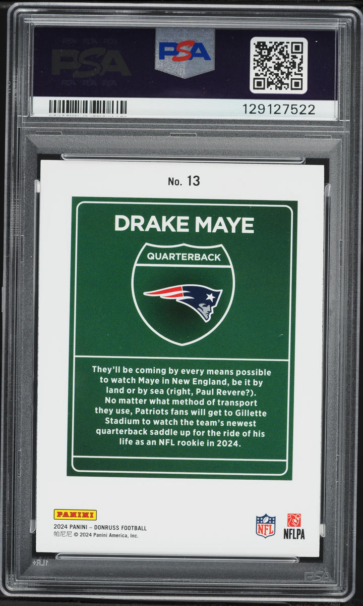 2024 Donruss Downtown Drake Maye ROOKIE #13 PSA 7 NRMT