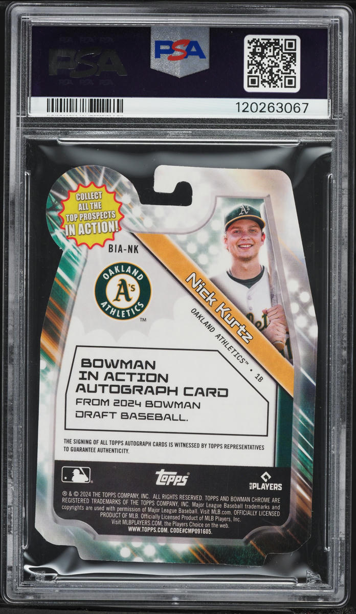 2024 Bowman Draft In Action Gold Mini Diamond Nick Kurtz PROSPECT AUTO /50 #BIANK PSA 10 GEM