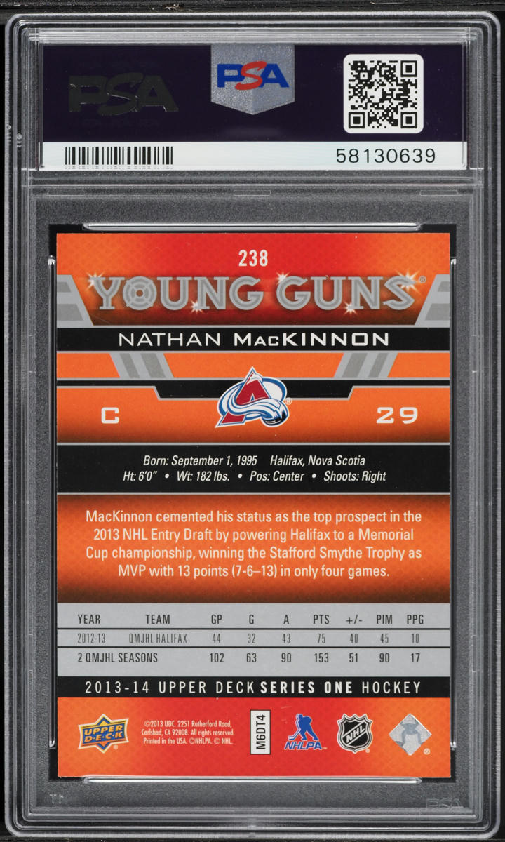 2013 Upper Deck Young Guns Nathan MacKinnon ROOKIE #238 PSA 10 GEM MINT