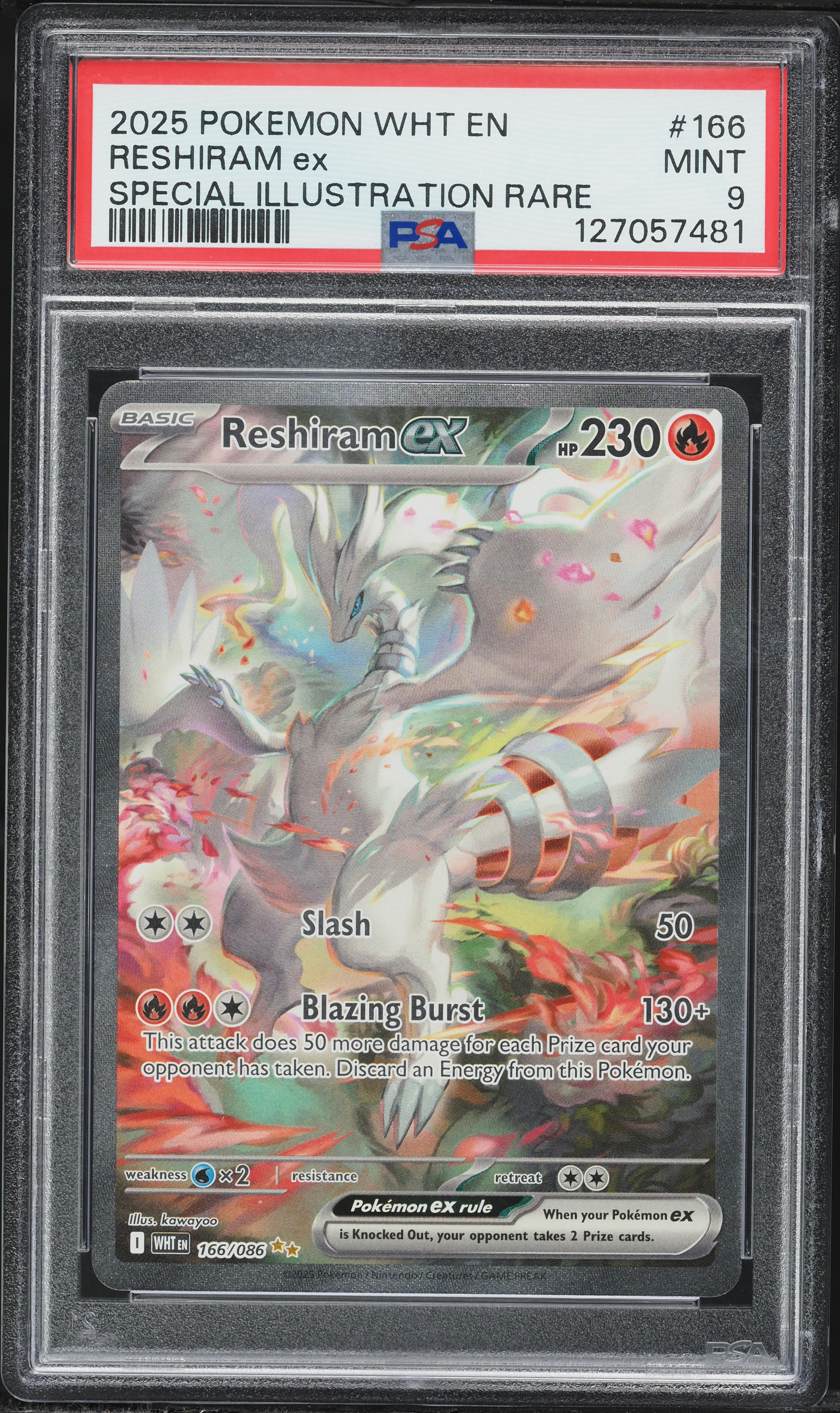2025 Pokemon Scarlet & Violet White Flare SIR Reshiram ex #166 PSA