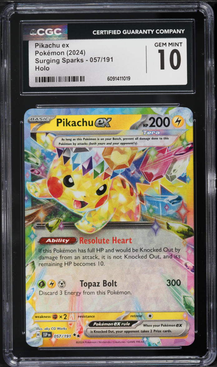 2024 Pokemon Scarlet & Violet Surging Sparks SIR Pikachu EX #57 CGC 10 GEM MINT