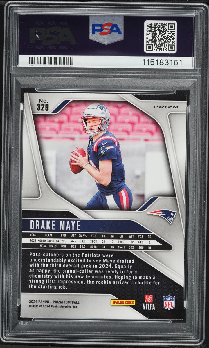 2024 Panini Prizm Neon Green Pulsar Drake Maye ROOKIE #329 PSA 10