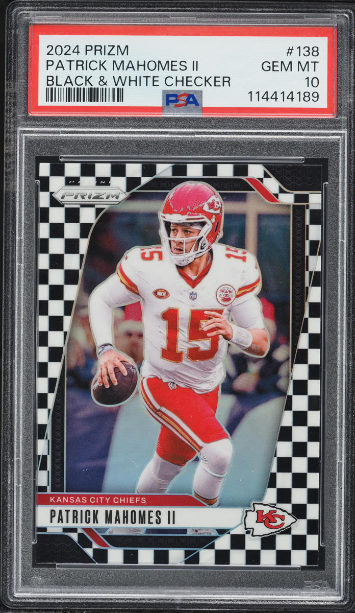 2024 Panini Prizm Black & White Checker Patrick Mahomes II #138 PSA 10 GEM MINT