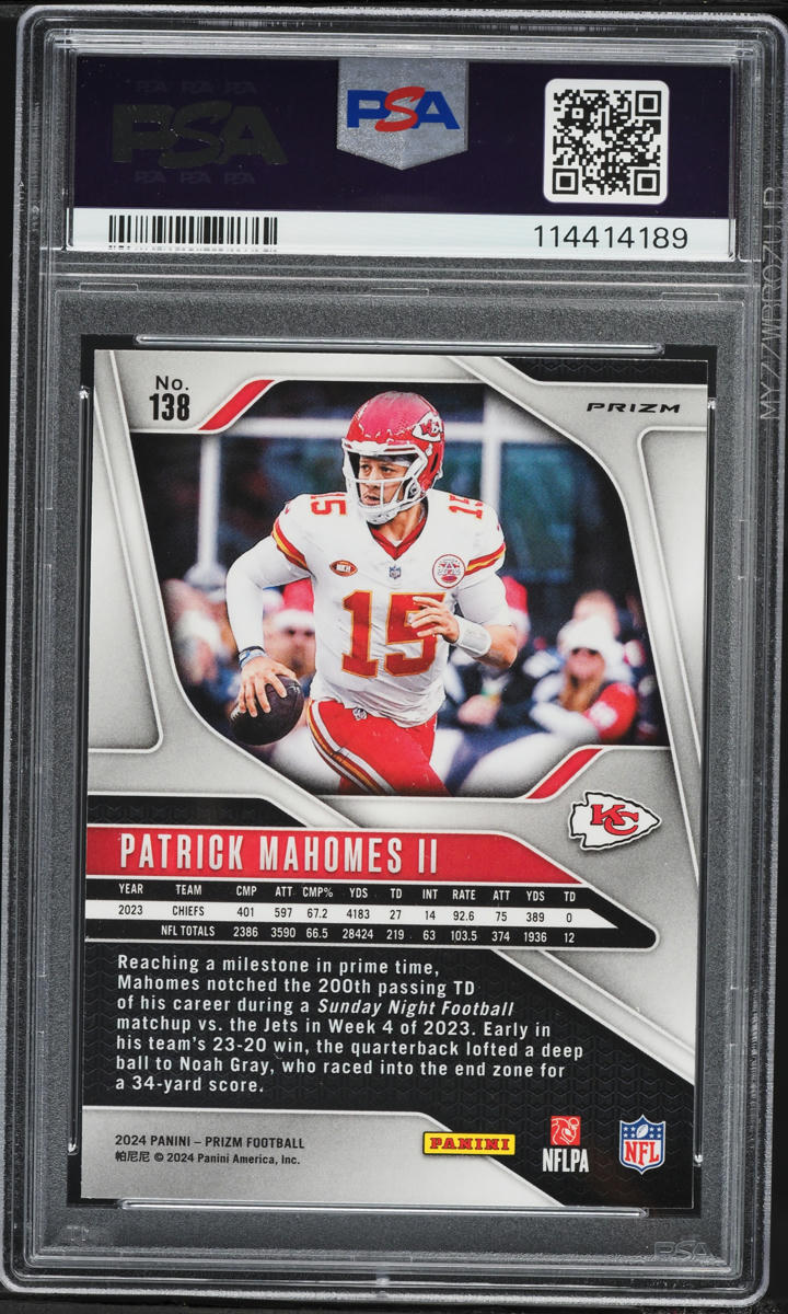 2024 Panini Prizm Black & White Checker Patrick Mahomes II #138 PSA 10 GEM MINT