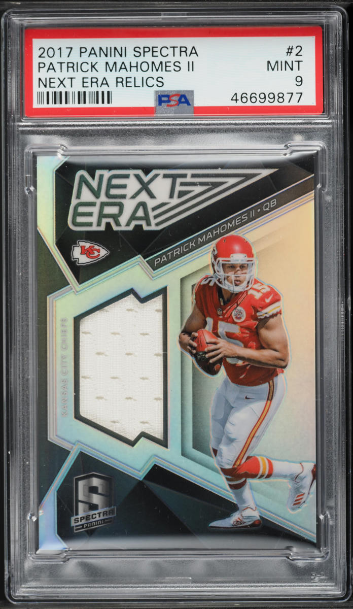 2017 Panini Spectra Next Era Patrick Mahomes II ROOKIE PATCH /199 #2 PSA 9 MINT
