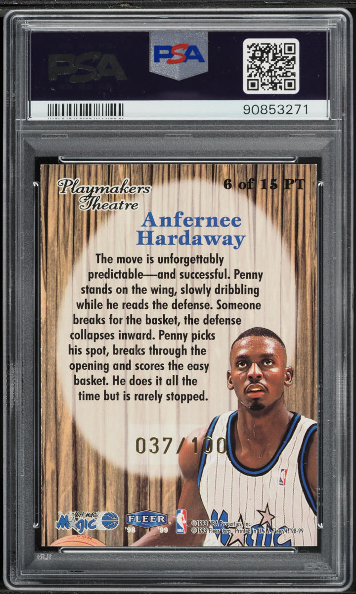 1998 Fleer Tradition Playmakers Theatre Anfernee Hardaway /100 #6 PSA 7 NRMT