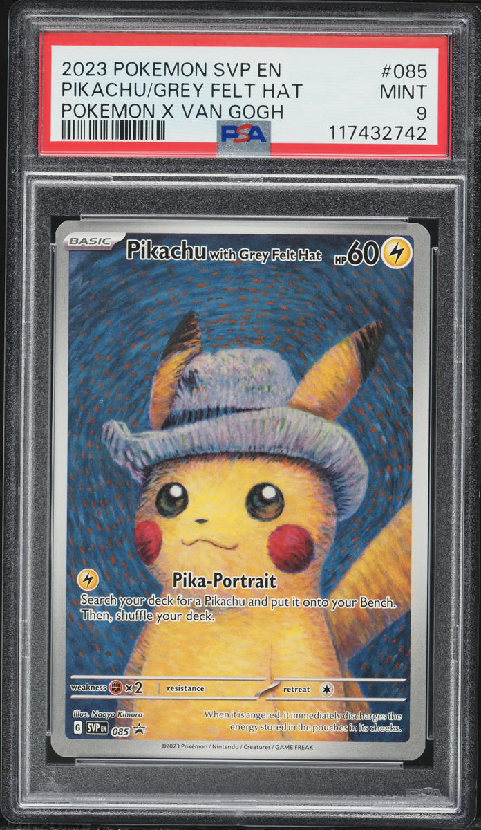 2023 Pokemon Scarlet & Violet Promo X Van Gogh Pikachu With Grey Felt Hat #85 PSA 9 MINT
